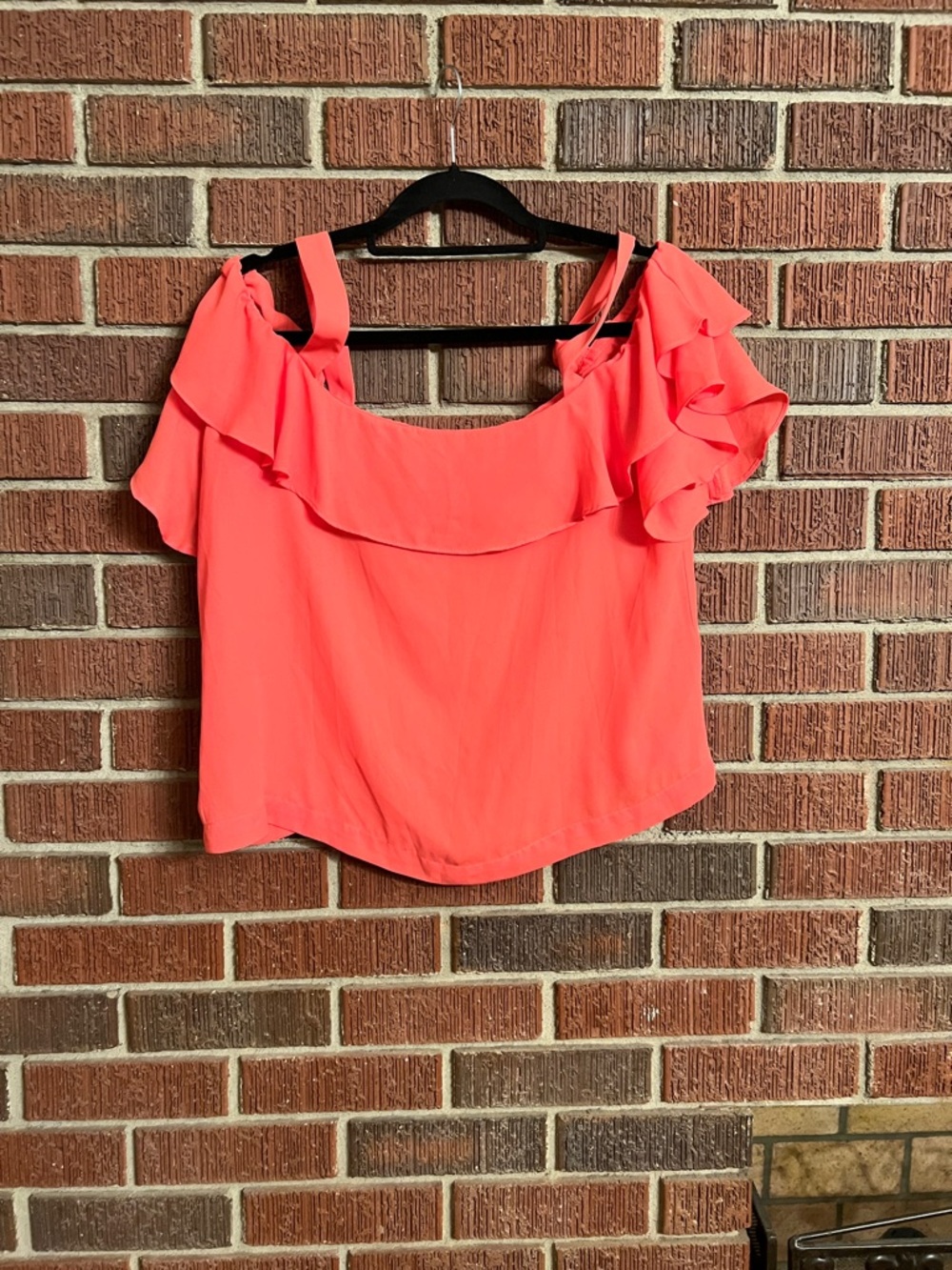 Flirty Coral Ruffle Strapless-Style Camisole